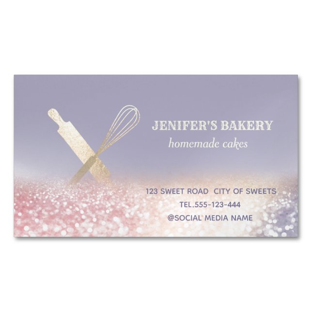 Drips glittery modern body butter product business card magnet (Front)