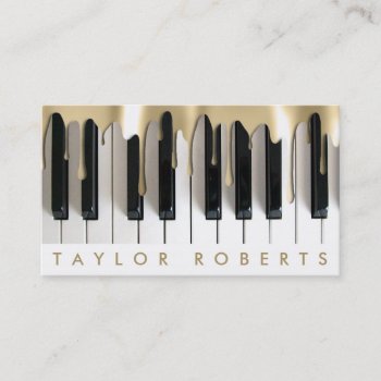 Drips Gold Pianist Music Business Card by musickitten at Zazzle