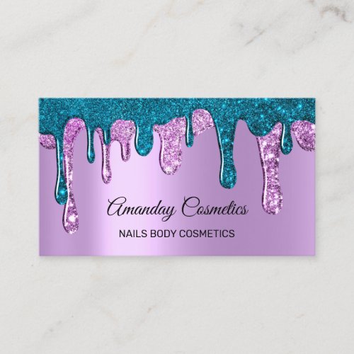 Drips Nails Wax Makeup Body Cosmetics Teal Purple Business Card