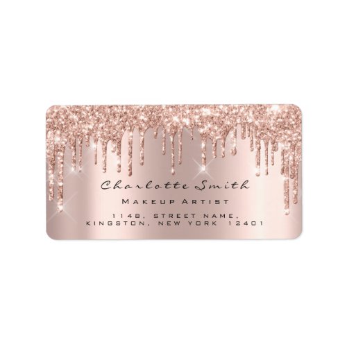 Drips RSVP Pink Rose Gold Sparkly Glitter Makeup Label