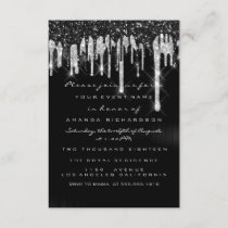 Drips Silver Black Bridal Sweet 16th Wedding Invitation