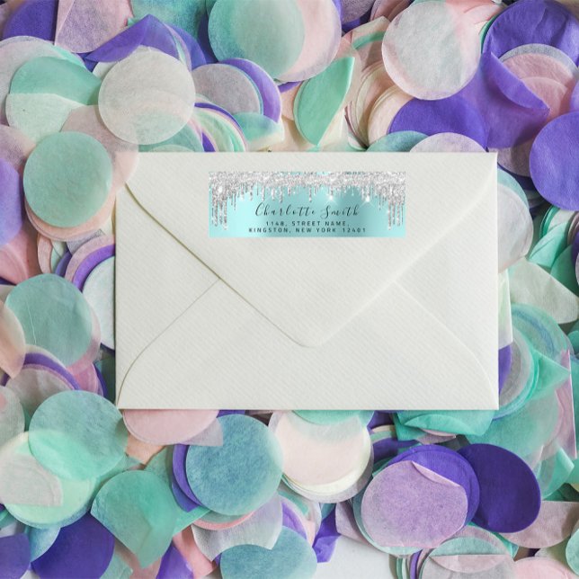 Drips Silver Gray Royal Blue RSVP Bridal Label (Creator Uploaded)