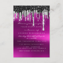 Drips Silver Pink Bridal Sweet 16th Wedding Invitation