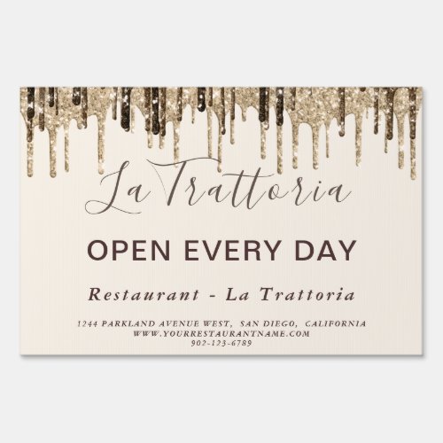 Drips Spark Glittery Open Every Day Restaurant Sign