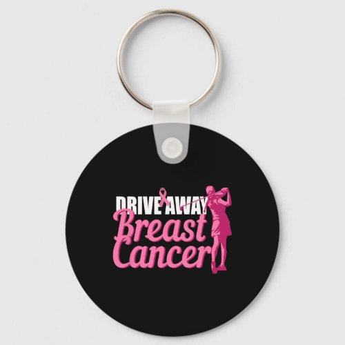 Drive Away Breast Cancer Awareness Golf Pink Ribbo Keychain