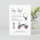 Drive by 1st Birthday Parade Retro Minimal Car Invitation (Standing Front)