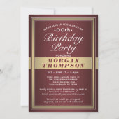 Drive-By Any Birthday Burgundy Gold & White Party Invitation (Front)