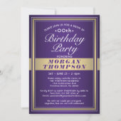 Drive-By Any Birthday Purple Gold and White Party Invitation (Front)