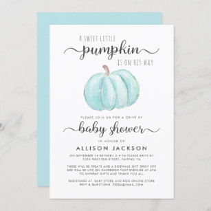 Editable Fall Pumpkin Drive By Baby Sprinkle Shower Invitation Boy Blue Pickup Truck Drive Through Baby Shower Instant Download 1261V1