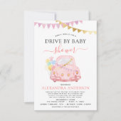 Drive By Baby Shower Blush Pink Gold Foil Invitation (Front)