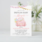 Drive By Baby Shower Blush Pink Gold Foil Invitation (Standing Front)