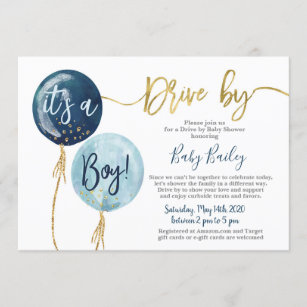 Drive by Baby shower boy Invitation