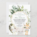 Drive-by baby shower cute animals greenery gold