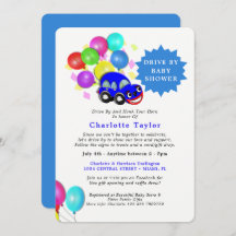 Drive By Baby Shower Cute Car Blue Baby Boy