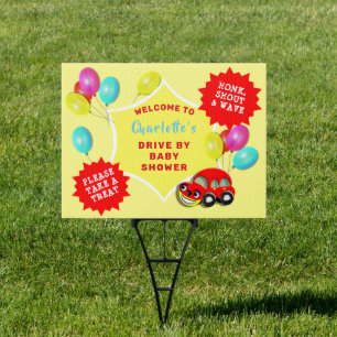 Drive By Baby Shower Cute Car Gender Neutral Sign