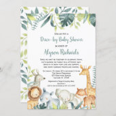 Drive-by baby shower cute safari animals invitation (Front/Back)