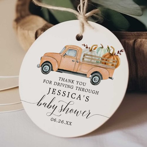 Drive_by Baby Shower Favor Tag Truck