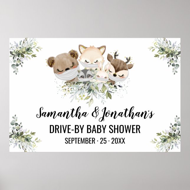 Drive-by Baby Shower Forest Animals Poster (Front)