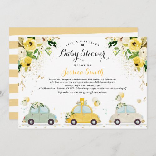 Drive By Baby Shower Gender Neutral Baby Shower Invitation