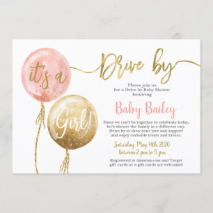 Drive by Baby shower girl Invitation