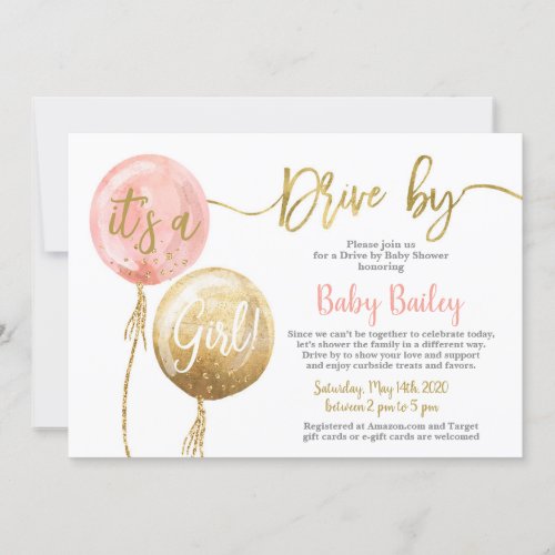 Drive by Baby shower girl Invitation
