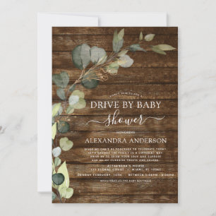 Drive By Baby Shower Greenery Eucalyptus Invitation