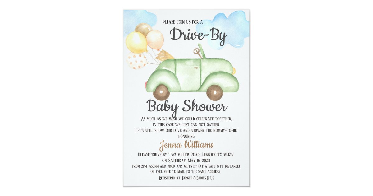 Drive By Baby Shower Invitation