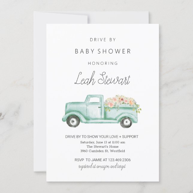 Drive By Baby Shower Invitation (Front)