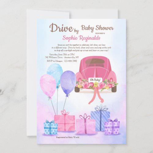 Drive By Baby Shower Invitation