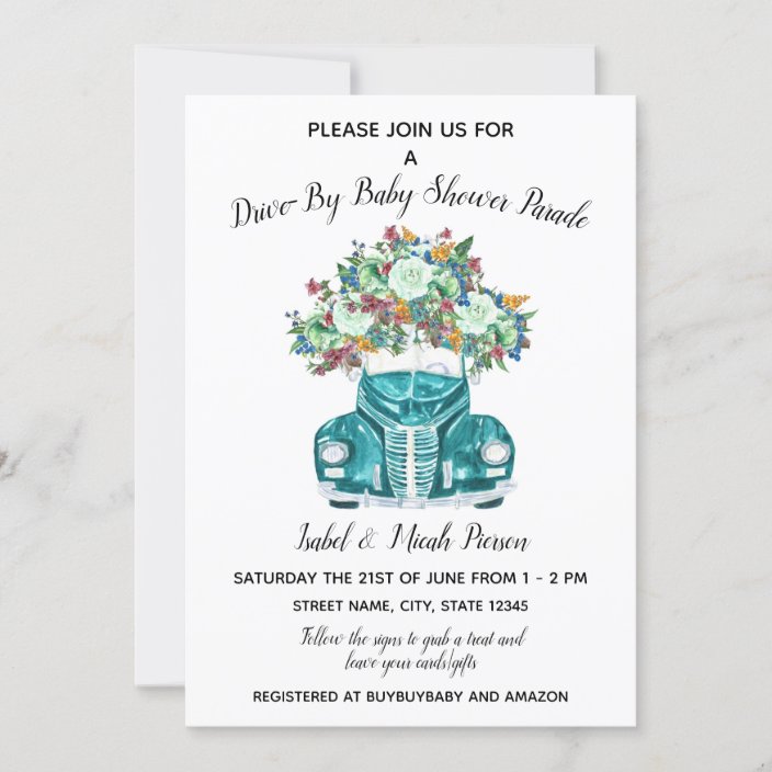 Drive By Baby Shower Invitation