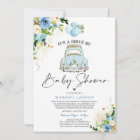 Drive By Baby Shower Invitation Blue Floral Shower