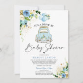 Drive By Baby Shower Invitation Blue Floral Shower (Front)