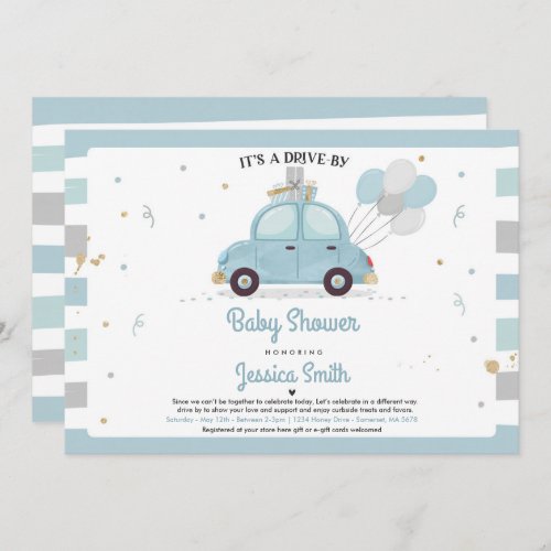Drive By Baby Shower Invitation Boy Baby Shower
