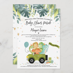 Drive By Baby Shower Invitation Dinosaur Shower