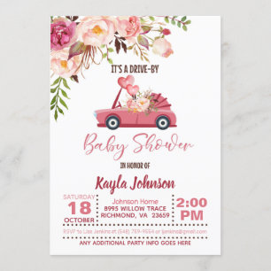 Drive By Baby Shower Invitation - Girl