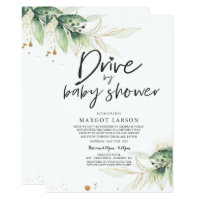 Drive By Baby Shower Invitation Greenery Shower
