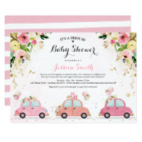 Drive By Baby Shower Invitation Pink Floral Shower