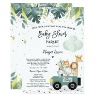 Drive By Baby Shower Invitation Safari Baby Shower