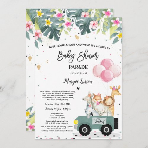 Drive By Baby Shower Invitation Safari Baby Shower