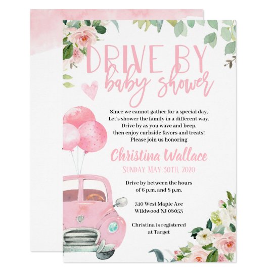 Drive By Baby Shower Invitations for Girls