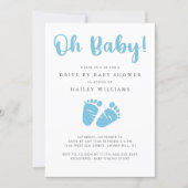 Drive By Baby Shower | Oh Baby Boy Blue Baby Feet Invitation (Front)