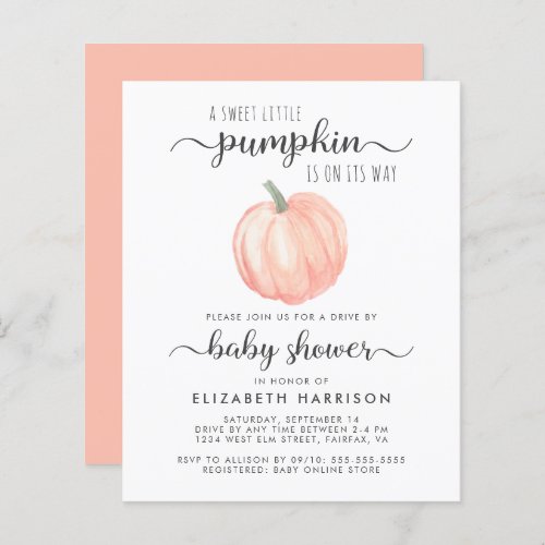 Drive By Baby Shower Orange Pumpkin Invitation