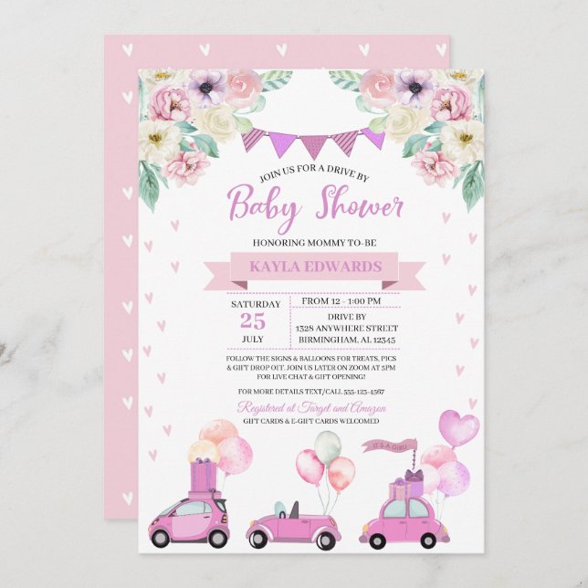 Drive By Baby Shower Parade Invitation (Front/Back)