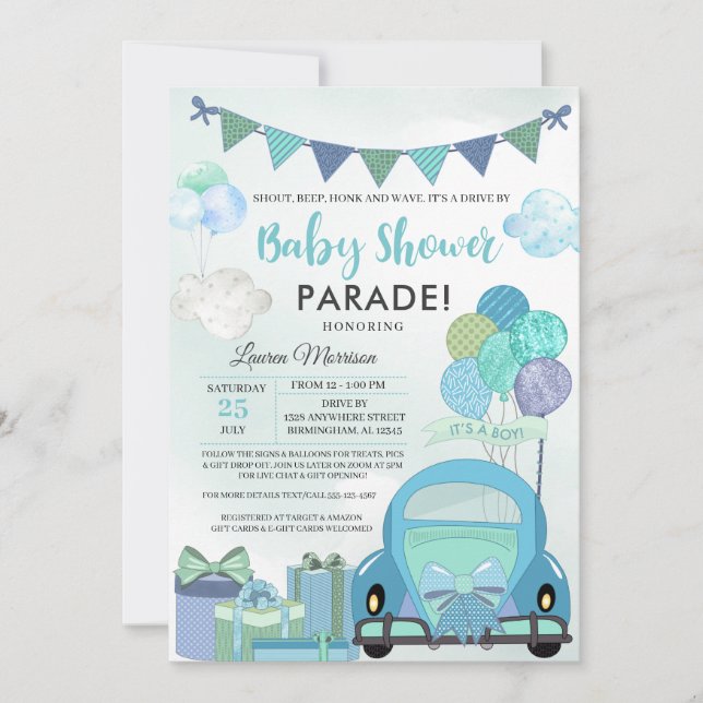 Drive By Baby Shower Parade Invitation (Front)