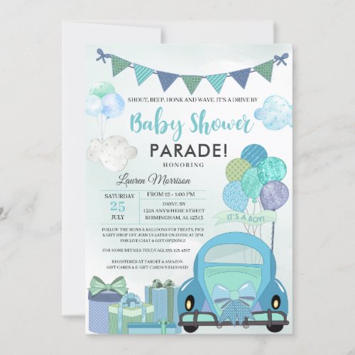 Drive By Baby Shower Parade Invitation