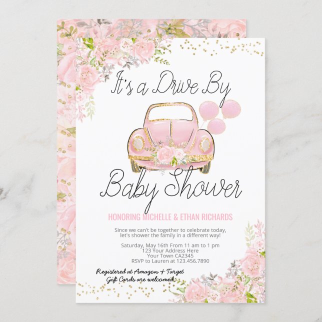 Drive By Baby Shower Parade Invitation (Front/Back)