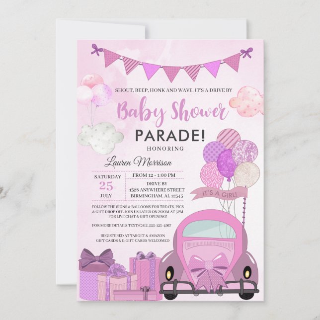 Drive By Baby Shower Parade Invitation (Front)