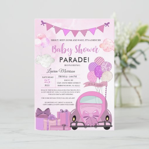 Drive By Baby Shower Parade Invitation Zazzle
