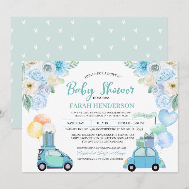 Drive By Baby Shower Parade Invitation (Front/Back)