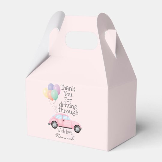 Drive By Baby Shower Parade Pink for Girl Favor Box